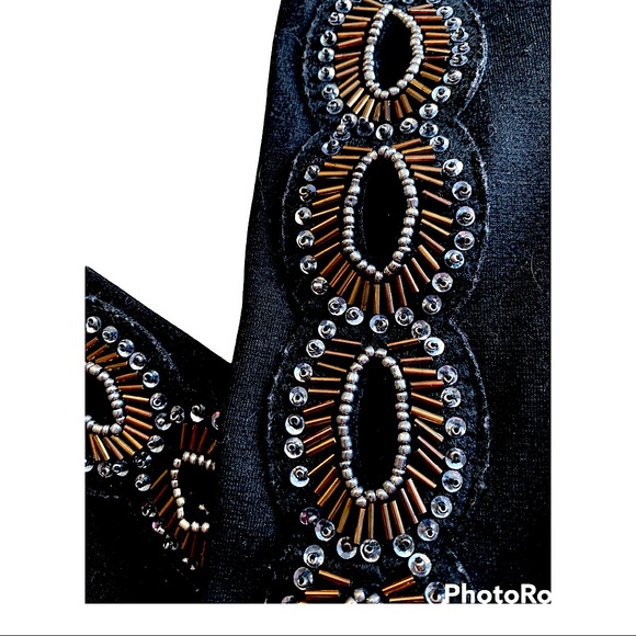 Never Worn - Black Leggings with Beaded and Cut-out Accents. - Picture 2 of 3